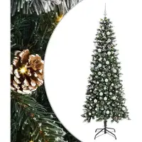 vidaXL Sapin de Noël artificiel Vert 210 cm PVC, plastique et acier