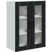 vidaXL Armoire murale en verre LUCCA, noire, 60 x 31 x 80 cm, aggloméré