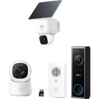 Eufy Solocam E30 + Sonnette Vidéo C30 Avec Carte Sd Et Carillon Caméra Extérieure Intelligente Indoor Cam C220 Blanc