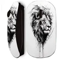 MANIACASE Souris sans fil - Regal Roar - Majestic Lion - Tatouage de lion - Noir - WiFi