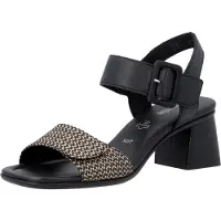 Remonte Sandales pour femmes, talon carré, fermeture velcro, D1K51, taille : 40 EU, couleur : noir