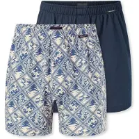 Schiesser Boxers 'Basic' beige / bleu foncé