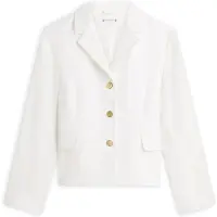 Tommy Hilfiger pour femme. WW0WW49335 Blazer slim avec boutons en or blanc (40), Casuel, Polyester