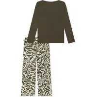 Schiesser Pyjama ' Selected Premium ' crème / olive