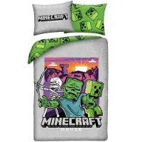 Halantex SP. z.o.o. Housse de couette Minecraft Zombie - 140 x 200 cm - 70 x 90 cm - Polyester gris