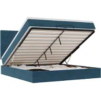 vidaXL Lit ottoman avec matelas & LED bleu foncé 200x200 cm velours