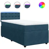 vidaXL Lit boxspring avec matelas bleu 100x200 cm velours