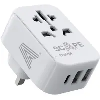 Scape Travel Chargeur Mural De Voyage International Britannique Usb A/c 15w