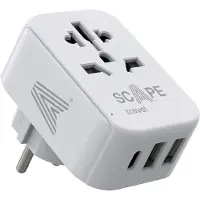Scape Travel Chargeur Mural De Voyage International Schuko Usb A/c 15w