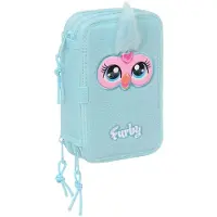 Safta Trousse à crayons triple Furby Bleu 12,5 x 19,5 x 5,5 cm 37 pièces