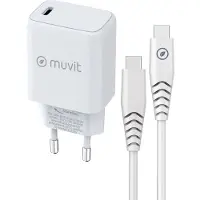 Muvit Chargeur Mural Usb-c Pd 25w + Câble Usb-c 1 M 3a