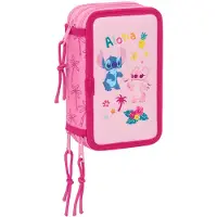 Stitch Trousse à crayons triple Chill Rose 12,5 x 19,5 x 5,5 cm