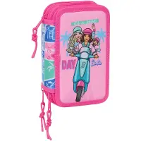 Barbie 12.5x19.5x5.5 Cm Triple Pencil Case Rose Homme