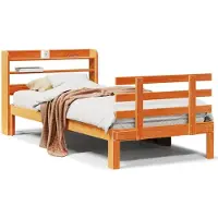 vidaXL Cadre de lit avec tête de lit sans matelas brun cire 100x200 cm