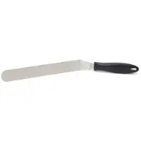 Patisse Couteau à palette courbé acier inoxydable poignée plastique 25 cm, Outils de décoration pâtisserie, Argent, Noir