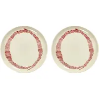 Serax Feast Assiette d'Entrée à Rayures - Lot de 2 White|Red Stripes