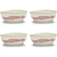 Serax Feast Bol L - Lot de 4 White|Red Stripes