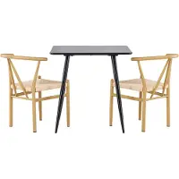 Ebuy24 Polar ensemble pour salle à manger table 75x75cm et 2 chaises avec accoudoirs empilables noir.