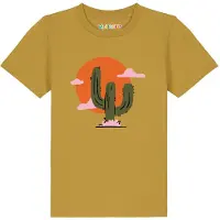 Watabout.kids T-Shirt 'Kaktus im Sonnenuntergang' ocre / vert foncé / orange foncé / rose