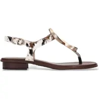 Hispanitas pour femme. HV264784 Sandales multicolores Ibiza (40), Cuir, Blanc, Plat, 1 à 3 cm, Boucle, Casuel, Imprimé animal