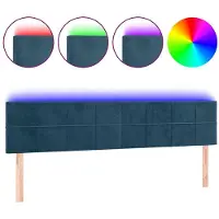 vidaXL Tête de lit LED bleu foncé 200x5x78/88 cm velours