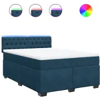 vidaXL Lit boxspring avec matelas bleu 140x190 cm velours