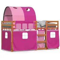 vidaXL Lit superposé avec rideaux rose 80x200 cm pin massif