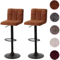 Mendler Lot de 2 tabourets de bar HWC-G87, tabouret de bar, réglable en hauteur pivotant, tissu chenille (465g/m²) MVG terracotta