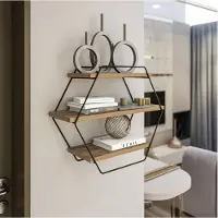 Hannah Home Etagère murale | 100% mélaminé | Cadre métallique | Pin Atlantique