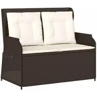 vidaXL Banc de jardin Réglable avec coussins Marron Poly Rattan
