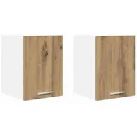 vidaXL Armoire suspendue avec porte Riga 2 pcs Chêne Artisan et Blanc