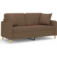 vidaXL Canapé 2 places avec oreillers décoratifs marron 140 cm tissu