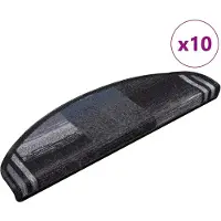 vidaXL Tapis d'escalier autoadhésifs 10 pcs 65x21x4 cm Noir et gris