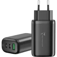 Techmade 65W USB Charger Quick Charge 1 USB-A 2 USB-C Noir TM-P937-BK
