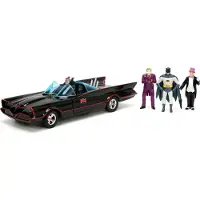Batman Batmobo Metal 1:24 1966 Classic With 4 Figures Rouge