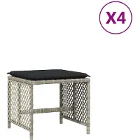 vidaXL Tabourets de jardin et coussins lot de 4 gris clair 41x41x36 cm