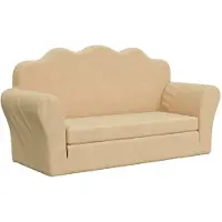 vidaXL Canapé-lit pour enfants 2 places Crème Peluche douce