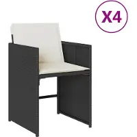 vidaXL Chaises de jardin avec coussins 4 pcs. noir poly rotin