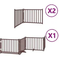 vidaXL Porte pour chien 8 pcs. avec porte Pliable Marron 640 cm Bois de peuplier