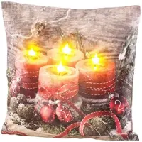 INFACTORY Coussin Décoratif À 4 Led Motifs De L'avent - 45 X 45 Cm