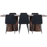 Ebuy24 Olivia ensemble pour salle à manger table 100x210cm et 6 chaises velours mocca.