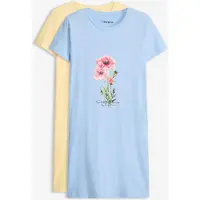 Bonprix Lot de 2 chemises de nuit courtes 100% coton