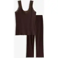 Bonprix Pyjama côtelé avec top à dentelle