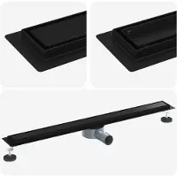 vidaXL Évacuation de douche 2-en-1 avec siphon à 360° Noir 90 cm