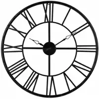 Spies Online Grande horloge murale ronde en métal au design squelette ouvert (Ø 70 cm) avec chiffres romains et mouvement silencieux – Noir