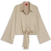 HUGO Chemisier coupe décontractée en satin stretch avec détail de cravate