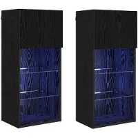 vidaXL Meubles TV muraux, 2 pièces, noir, imitation chêne