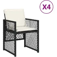 vidaXL Chaises de jardin avec coussins 4 pcs. noir poly rotin