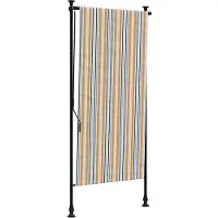 vidaXL Store extérieur jaune et blanc 120x270 cm Tissu et acier