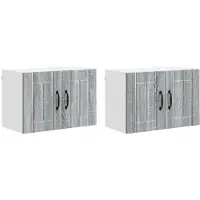 vidaXL Armoire murale LUCCA, 2 pièces. Panneau de particules imitation bois gris Sonoma